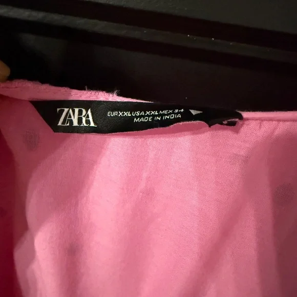 Zara Hot Pink Eyelet Maxi Dress with Puff Sleeves - Picture 3 of 3